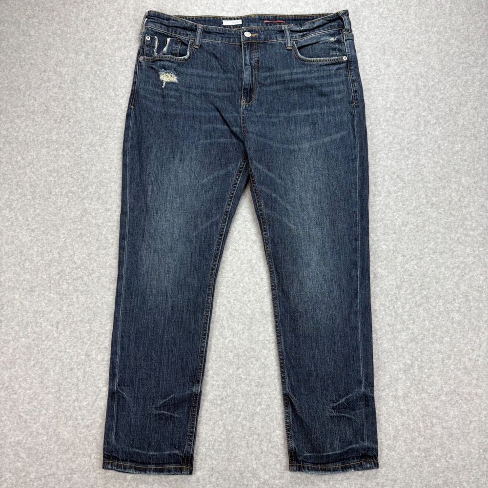Pilcro Jeans Womens 31 Blue Dark Wash Distressed High Rise Straight Leg Casual